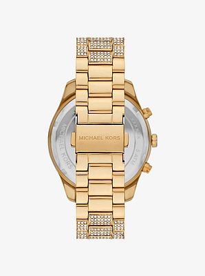 Oversized Lexington Pav&eacute; Gold-Tone Watch