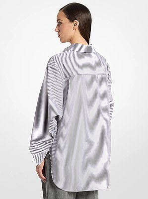 Camisa Keegan ajustada de popelina de algod&oacute;n a rayas