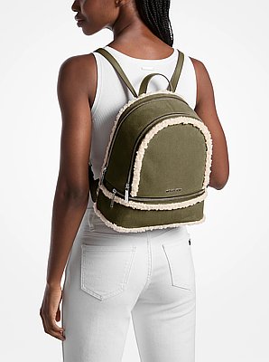 Rhea Medium Suede and Faux Shearling Backpack