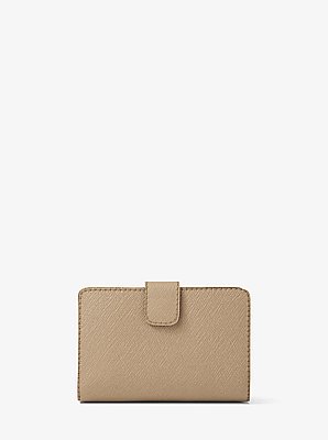 Portefeuille de taille moyenne en cuir &agrave; grain crois&eacute;