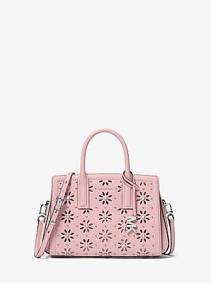 Laila Small Embellished Laser Cut Leather Satchel