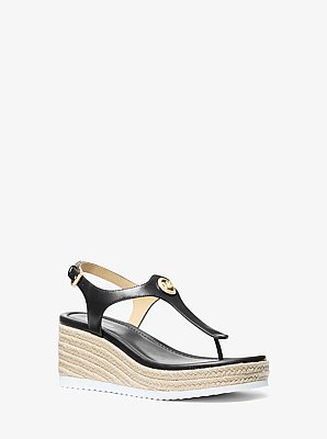 Val Leather Thong Wedge Sandal