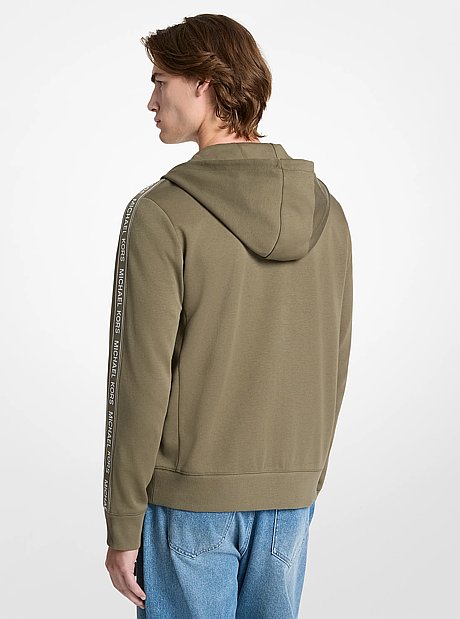 Logo Tape Cotton Blend Zip-Up Hoodie