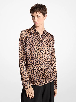 Hansen Cheetah Silk Charmeuse Shirt