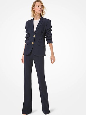 Double Crepe Sabl&eacute; Flared Trousers