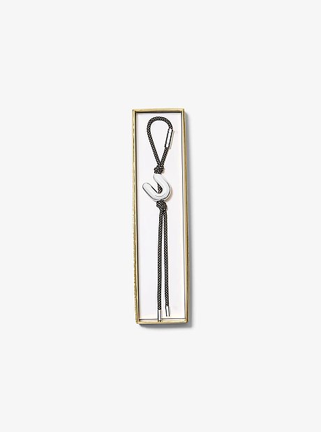 Initial Silver-Tone and Speckled Cord Bag Charm