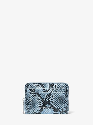 Jet Set Small Snake Embossed Leather Wallet