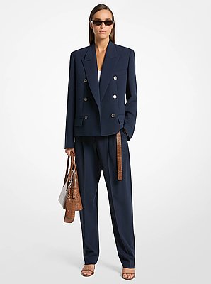 Blazer de almirante de sarga de lana con doble botonadura