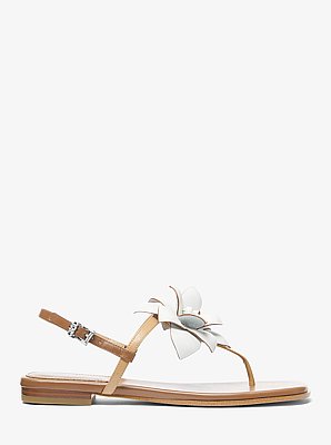 Jacie Floral Embellished Leather T-Strap Sandal