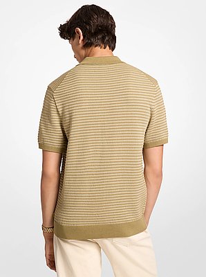 Two-Tone Knit Polo Shirt