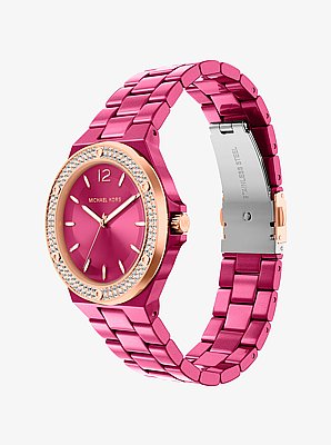 Mini Lennox Pav&eacute; Pink-Tone Watch