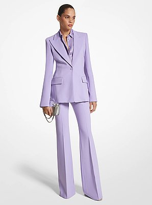 Haylee Stretch Pebble Crepe Flared Trousers