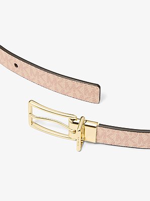 Wendbarer G&uuml;rtel aus Signature-Logostoff und Leder