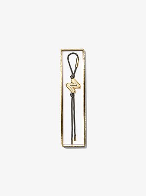 Initial Gold-Tone and Speckled Cord Bag Charm