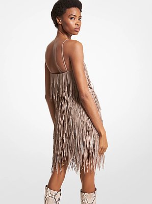 Bonded Suede Fringed Dress