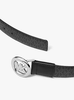 Ceinture en cuir et &agrave; breloque logo Signature MK Pop