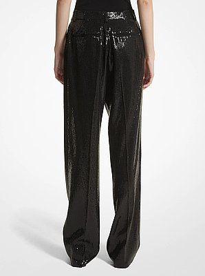 Carolyn Sequined Crepe Sabl&eacute; Straight-Leg Trousers