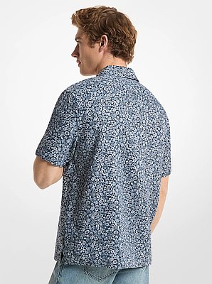 Floral Print Linen Camp Shirt