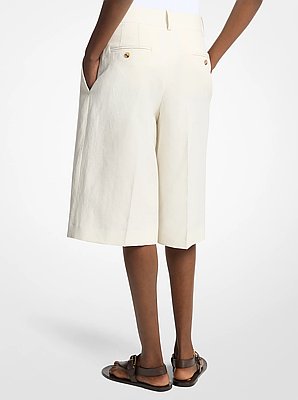 Shorts de lino plisados