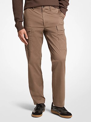 Pantalon cargo en serg&eacute; de coton extensible