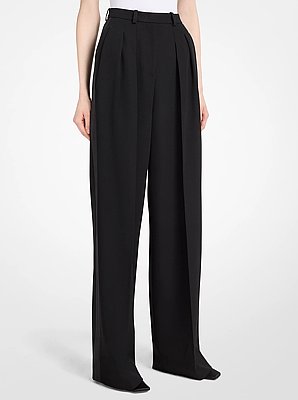 Pantal&oacute;n holgado de esmoquin de gabardina de lana