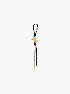 Initial Gold-Tone and Speckled Cord Bag Charm