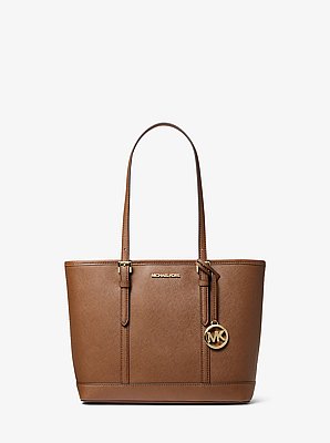 Bolso tote peque&ntilde;o Jet Set Travel de piel Saffiano con cremallera en la parte superior