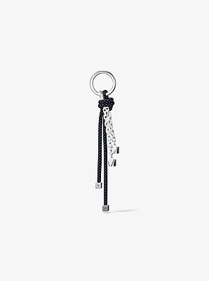 Silver-Tone and Speckled Cord Bag Charm