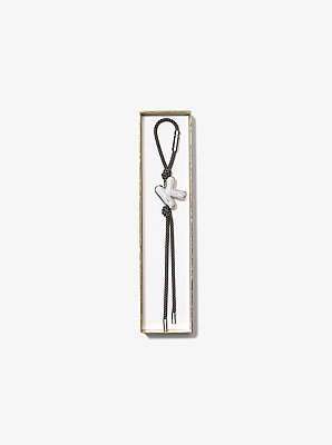 Initial Silver-Tone and Speckled Cord Bag Charm