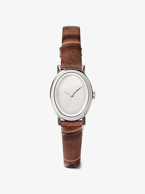 Reloj Maude peque&ntilde;o de edici&oacute;n limitada en tono plateado y piel con relieve de cocodrilo
