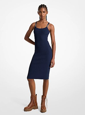 Midikleid aus geripptem Stretch-Strick