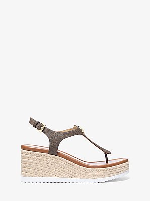Val Signature Logo Thong Wedge Sandal