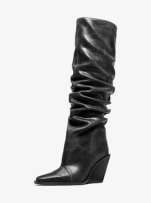 Geraffter Stiefel Noemie aus Leder im Used-Look