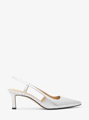 Alora Metallic Snake Embossed Leather Slingback Pump