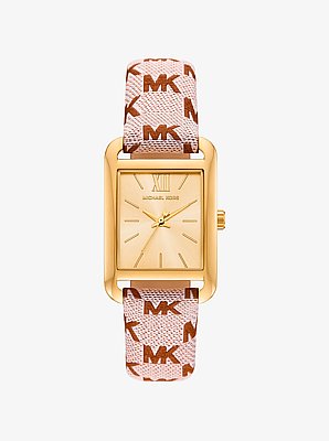 Montre Monroe en jacquard de ton or &agrave; logo