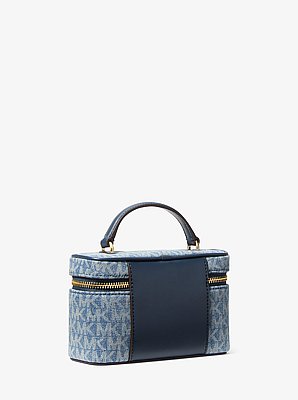 Petit sac &agrave; bandouli&egrave;re Vivi de style trousse de maquillage en denim &agrave; imprim&eacute; &agrave; logo Signature