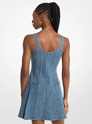 Minivestido de denim con pliegues