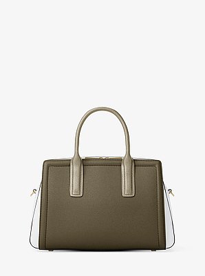 Laila Medium Color-Block Pebbled Leather Satchel