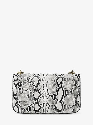 Borsa a spalla Tribeca grande in pelle stampa serpente