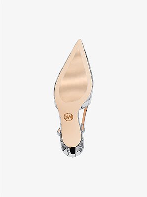 Alora Metallic Crocodile Embossed Leather Slingback Pump