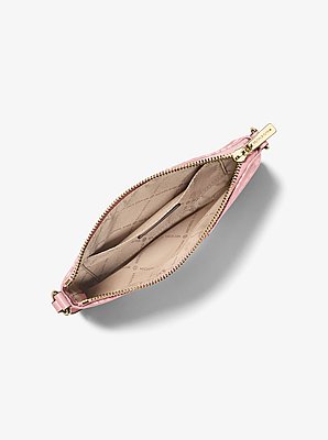 Bolso pulsera Jet Set Travel peque&ntilde;o de denim con logotipo jacquard de denim
