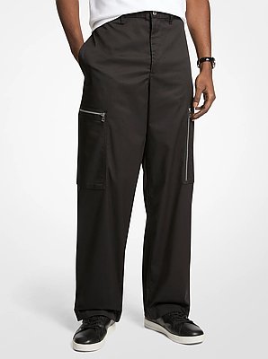 Wide-Leg Woven Zip Cargo Pant