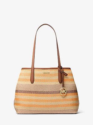 Avalon Medium Striped Woven Tote Bag