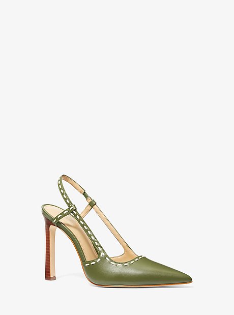Alora Hand-Stitched Leather Slingback Pump