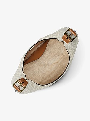 Nolita Large Signature Logo Hobo Shoulder Bag                            in VANILLA/ACORN | Michael Kors image number 1