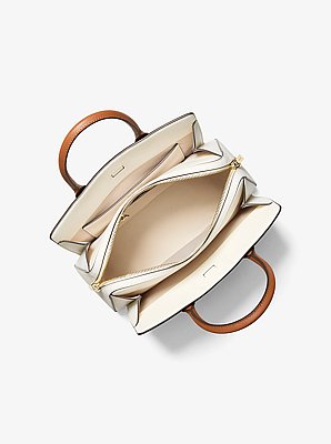 Laila Medium Color-Block Pebbled Leather Satchel