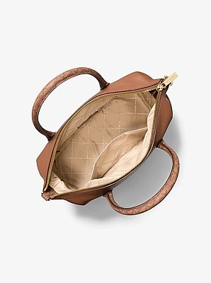 Tas Hyde van getrommeld leer met kenmerkend logo, middelgroot