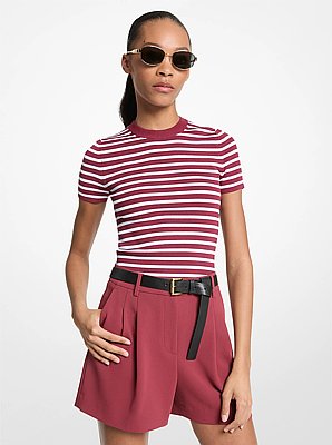 Jersey de manga corta de punto el&aacute;stico a rayas