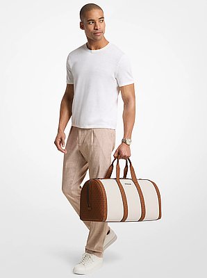 Cooper Pebbled Leather and Signature Logo Duffel Bag