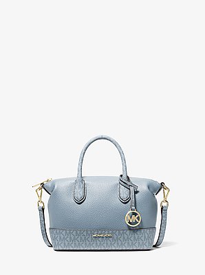 Henkeltasche Hyde Small aus gekrispeltem Material und Signature-Logostoff